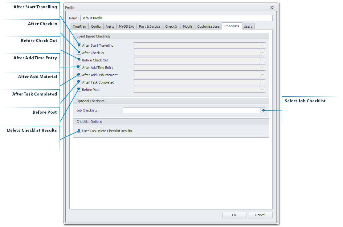 Profile - Checklist Settings