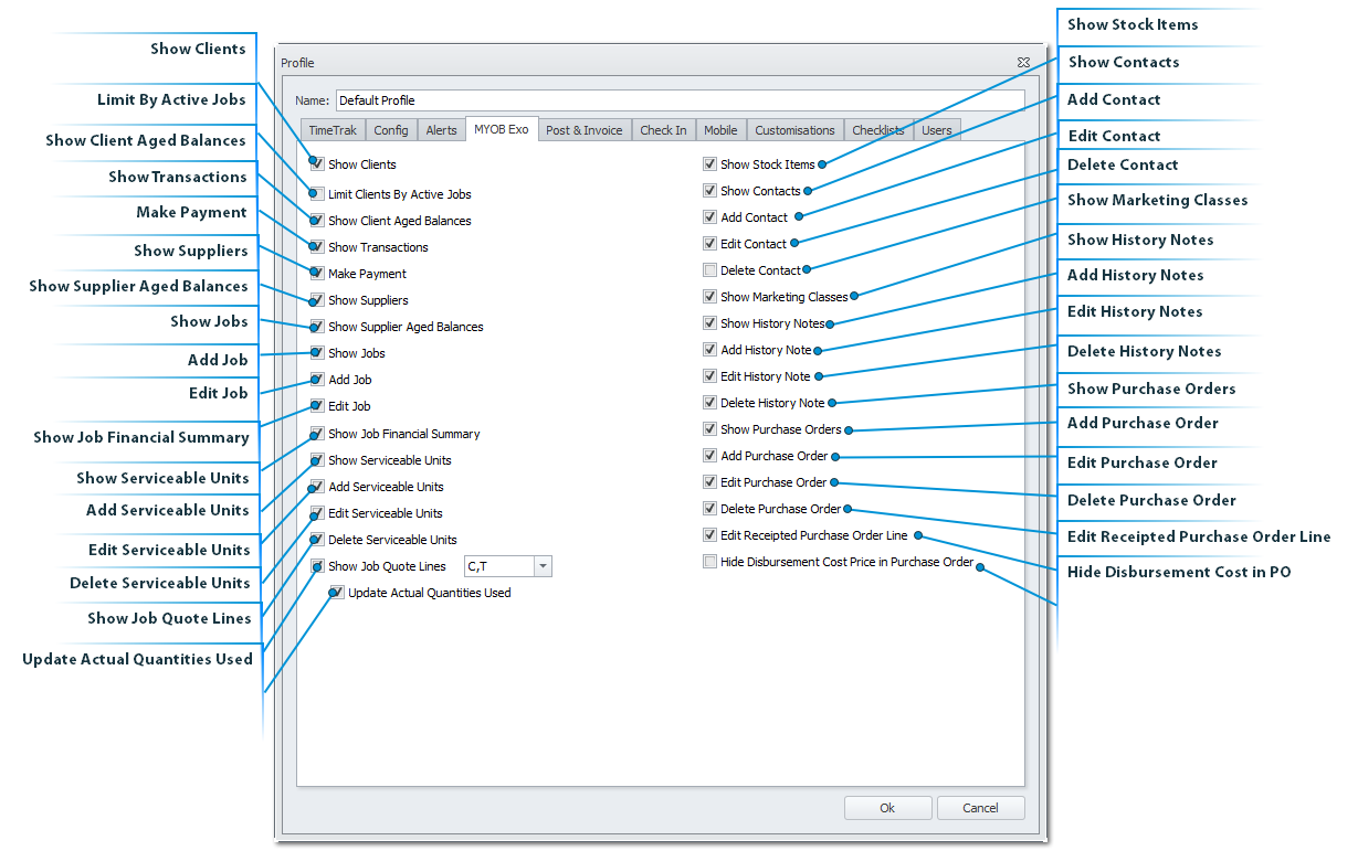 Profile - MYOB Exo Settings