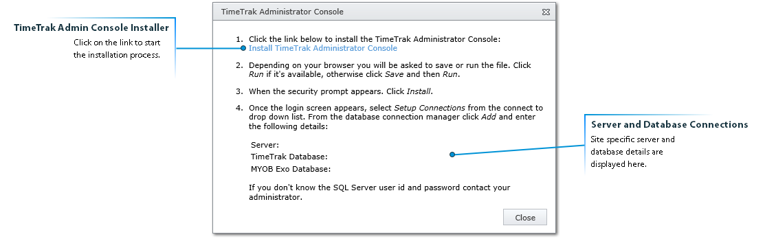 TimeTrak Administrator Console Installer